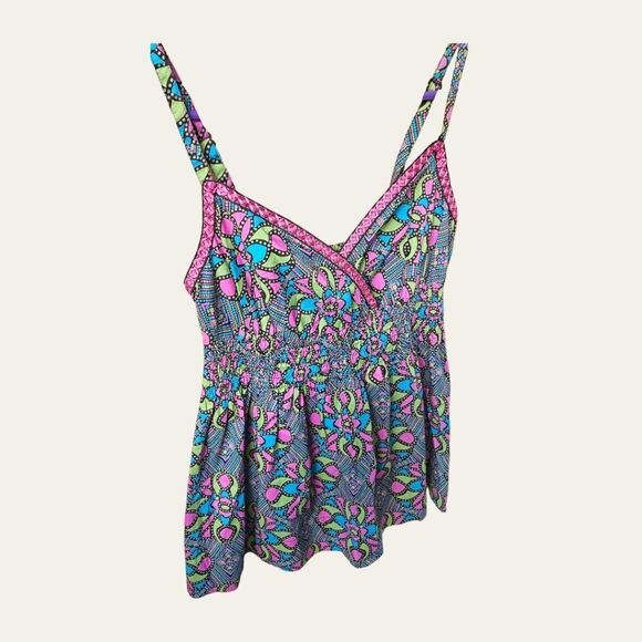 TOMMY HILFIGERโMulti  Color Floral Print Pink Embroidery Sleeveless Tank Top L - Picture 6 of 15